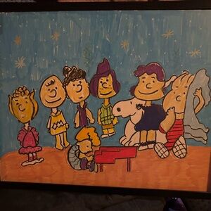 Peanuts Gang Framed Artwork - Colorful Charlie Brown Scene